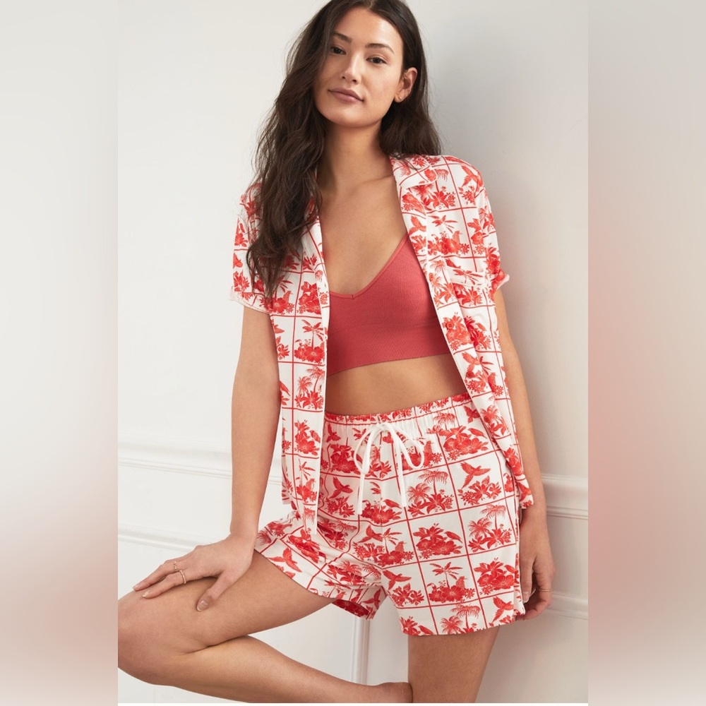 Farm Rio Tropical Tile Pajama Set Modal Hawaiian Print